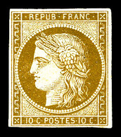 * N°1, 10c Bistre-jaune, Frais, SUP. R (signé Brun/Calves/certificats)  Qualité: *  Cote: 3000 Euros - 1849-1850 Ceres
