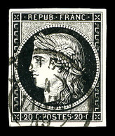 O N°3, 20c Noir Obl Càd Type 15 Du 14 Janvier 1849. TTB  Qualité: O  Cote: 250 Euros - 1849-1850 Ceres