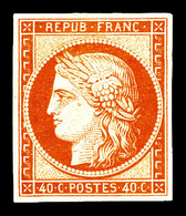 * N°5A, 40c Orange, Quatre Belles Marges, Frais. SUP (certificat)  Qualité: *  Cote: 3600 Euros - 1849-1850 Ceres