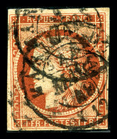 O N°7a, 1F Vermillon-vif, Obl Cachet à Date Du 1er Mars 1849, R.R.R Et TB (signé Roumet/certificats)   Qualité: O  Cote: - 1849-1850 Ceres