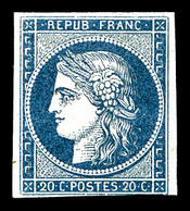* N°8a, Non émis, 20c Bleu Foncé, Grande Fraîcheur, RARE Et TB (certificat)   Qualité: *  Cote: 3600 Euros - 1849-1850 Ceres