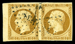 O N°9, 10c Bistre En Paire Horizontale, Bord De Feuille, TTB (signé Brun/certificat)  Qualité: O  Cote: 1700 Euros - 1852 Luigi-Napoleone