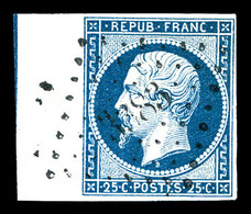 O N°10, 25c Bleu Obl PC 3383, Petit Bord De Feuille Avec Filet D'encadrement. TTB (certificat)  Qualité: O  Cote: 1800 E - 1852 Luigi-Napoleone