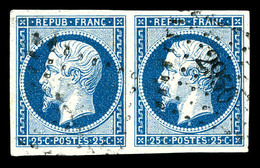 O N°10, 25c Bleu En Paire, Jolie Pièce. TTB (signé Scheller)  Qualité: O - 1852 Luigi-Napoleone