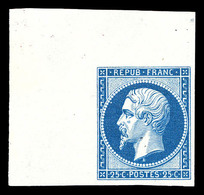 ** N°10c, 25c Bleu, Impression De 1862, Grand Coin De Feuille, Fraîcheur Postale. SUP (certificat)  Qualité: ** - 1852 Luigi-Napoleone