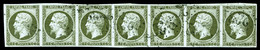 O N°11, 1c Olive, Bande De Sept Horizontale, Très Jolie Pièce, Rare (signé Brun/certificat)   Qualité: O - 1853-1860 Napoleone III