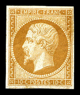 * N°13A, 10c Bistre Type I, Quasi **, Frais. TTB (signé Calves/certificat)  Qualité: *  Cote: 900 Euros - 1853-1860 Napoleone III