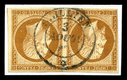 O N°13A, 10c Bistre-brun En Paire Obl Càd Sarde De 'St Julien' Le 3 Août 1860. SUP  Qualité: O - 1853-1860 Napoleone III