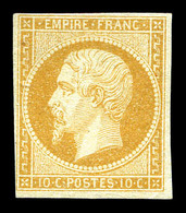 (*) N°13Aa, 10c Jaune Citron, Très Belle Pièce. TB (signé Margues/certificats)  Qualité: (*)  Cote: 1250 Euros - 1853-1860 Napoleone III