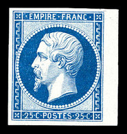 ** N°15c, 25c Bleu, Impression De 1862 Bdf, FRAÎCHEUR POSTALE, SUP (certificat)  Qualité: ** - 1853-1860 Napoleone III