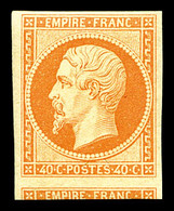 * N°16, 40c Orange, Grandes Marges Avec Voisin, Quasi **, Fraîcheur Postale. SUPERBE. R. (signé/certificats)  Qualité: * - 1853-1860 Napoleon III