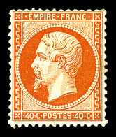 * N°23, 40c Orange, Frais, TB (certificat)  Qualité: *  Cote: 2900 Euros - 1862 Napoleon III