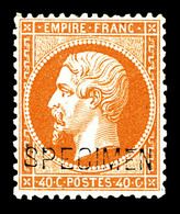 * N°23d, 40c Orange Surchargé 'SPECIMEN', Frais. TTB (certificat)  Qualité: *  Cote: 1300 Euros - 1862 Napoleone III