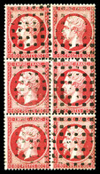 O N°24, 80c Rose, BLOC DE SIX, Oblitération Gros Points, Très Jolie Pièce, Rare (signé Margues/certificat)  Qualité: O - 1862 Napoleone III