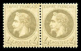 * N°27B, 4c Gris Type II En Paire, Très Bon Centrage, TTB (certificat)  Qualité: *  Cote: 700 Euros - 1863-1870 Napoleone III Con Gli Allori