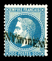 O N°29A, 20c Bleu Obl Griffe De Montmorency. TTB  Qualité: O - 1863-1870 Napoleone III Con Gli Allori