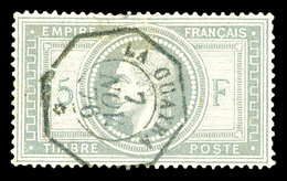 O N°33, 5F Violet-gris Obl Càd La Guayara (Venezuela) , Petit Pelurage. Très Rare (signé Calves/certificat)  Qualité: O - 1863-1870 Napoleone III Con Gli Allori