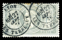 O N°33f, 5f Violet-gris, BURELAGE DOUBLE. SUPERBE. R.R. (signé Brun/Calves/certificats)  Qualité: O  Cote: 2750 Euros - 1863-1870 Napoleone III Con Gli Allori