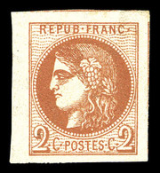 (*) N°40B, 2c Brun-rouge Rep 2, Grandes Marges, Pièce Choisie. SUP (signé Scheller/certificat)  Qualité: (*) - 1870 Emissione Di Bordeaux