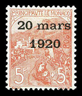 * MONACO N°43, Mariage, 5F +5F Rose Sur Verdâtre, TRES BON CENTRAGE, SUPERBE ET RARE (signé/certificat)   Qualité: *  Co - Other & Unclassified