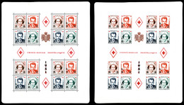 ** MONACO, Blocs Et Feuillets N°4A/B, Croix Rouge Monégasque De 1949 Les 2 Feuillets Surchargés Dentelé Et Non Dentelé,  - Blocks & Sheetlets