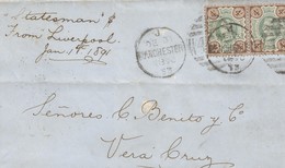 J) 1891 GREAT BRITAIN, QUEEN ELIZABETH II, PAIR, CIRCULATED COVER, FROM MANCHESTER TO VERACRUZ - Brieven En Documenten