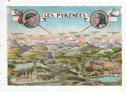 Cp , Carte Géographique, LES PYRENEES , Vierge , Ed. Elcé - Chatagneau - Landkarten