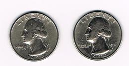 U.S.A.  WASHINGTON 2 X 1/4 DOLLAR  1974 + 1974 D - 1932-1998: Washington