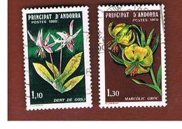 ANDORRA FRANCESE (FRENCH ANDORRA)  -  SG F306.307 - 1980   FLOWERS  (COMPLET SET OF 2)  -     USED - Usati