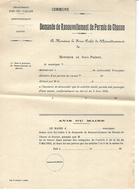 Document Demande De Renouvellement De Permis De Chasse. Pas-de-Calais. - Collections