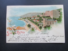 Un Fiore Da San Remo 1899 Hotel Royal. Nach Metzeral Elsass Mit AK Stempel. Stamp Louis Glaser, Leipzig - Hotels & Restaurants