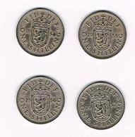 GREAT BRITAIN  4 X 1 SHILLING  1954/55/56/57  SCOTTISH  ARMS - I. 1 Shilling