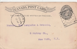 Canada Entier Postal Pour Les Etats Unis 1895 - 1860-1899 Reinado De Victoria