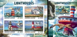 Sierra Leone 2018, Lighthouse, Birds, 4val In BF+BF IMPERFORATED - Albatros