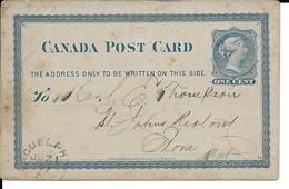 CANADA POST CARD ONE CENT - 1860-1899 Victoria