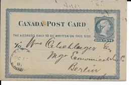 CANADA POST CARD ONE CENT - 1860-1899 Regno Di Victoria