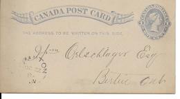 CANADA POST CARD ONE CENT - 1860-1899 Reign Of Victoria