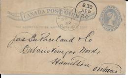 CANADA POST CARD ONE CENT - 1860-1899 Reign Of Victoria