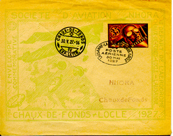 Navigation Horlogère Aérienne NHORA Suisse 1927, Entier Postal-enveloppe, Carte Voyagée - Horlogerie