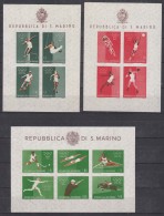 San Marino 1960 Olympic Games Blocks Mi#Block 5,6,7 Mint Never Hinged, Red Block Lightly Folded - Neufs