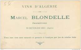 Algerie - Carte Publicitaire Des Vins D'Algerie - Marcel Blondelle A St Denis Du Sig - Cavalier Spahi - Berufe