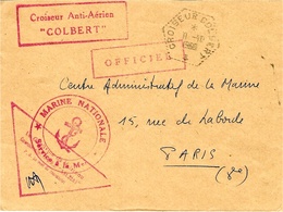 1960- Enveloppe  OFFICIEL    En F M  Cad Agence Postale Hexag. Point.  CROISEUR COLBERT - Schiffspost