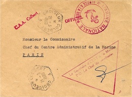 1960- Enveloppe  OFFICIEL    En F M  Cad Agence Postale Hexag. Point.  CROISEUR COLBERT - Maritime Post