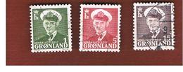GROENLANDIA (GREENLAND)  - SG 26.36 -   1950 KING FREDERIK IX, 3  DIFFERENT STAMPS OF THE CURRENT SERIE  -   USED - Oblitérés