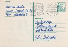Postkarte Ganzsache BRD Deutschland Bundespost Deutsche Post Briefmarke 50 Pfennig Neuschwanstein Stempel Heidenheim - Cartoline - Usati