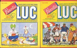 2 Buvards Anciens Biscottes LUC à CHATEAUROUX (Indre) MILLE ET UNE NUITS (SCHEHERAZADE & LA SARDINE QUI BOUCHAIT LE PORT - Bizcochos