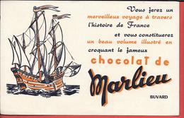 Buvard Ancien CHOCOLAT MARLIEU -  Illustré D'une Frégate Par A.CROZAT - Kakao & Schokolade