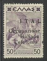 CEFALONIA E ITACA 1941 AIR MAIL POSTA AEREA MITOLOGIA DRACME 50 + 50 D MNH - Cefalonia & Itaca