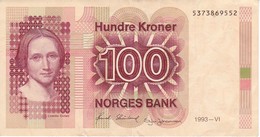 BILLETE DE NORUEGA DE 100 KRONER DEL AÑO 1993  (BANKNOTE) - Norvegia