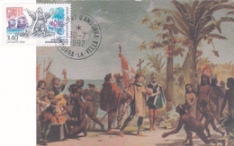 Carte-Maximum ANDORRE Fse N° Yvert 417 (CHRISTOPHE COLOMB) Obl Sp 1992 (Débarquement Sur L'île De Guanahani) - Storia Postale